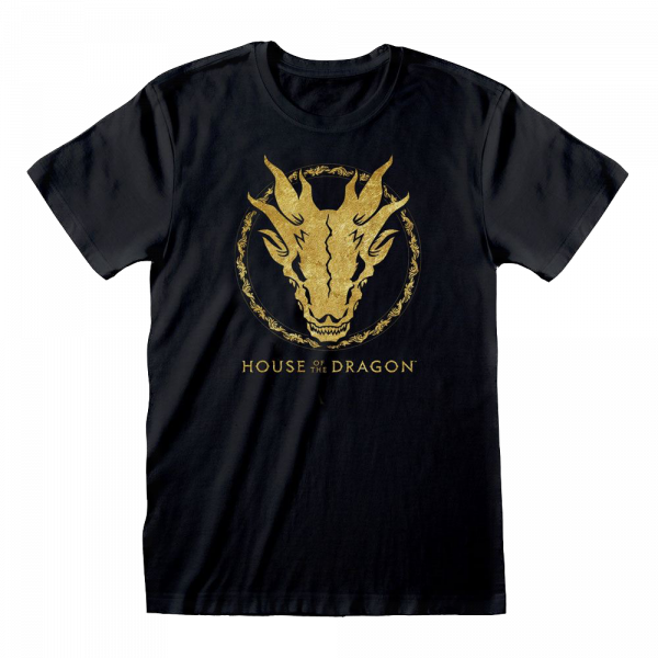 House of the Dragon T-Shirt Gold Ink Skull