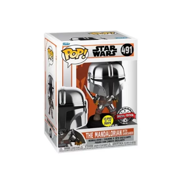 Funko POP! Star Wars: The Mandalorian - The Mandalorian w/Dark Saber 491 glows in the Dark / Special Edition – Bild 3