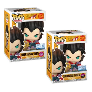 Funko POP! Dragon Ball GT - Super Saiyan 4 Vegeta 2078 (Flocked) Special Edition - Chase Bundle